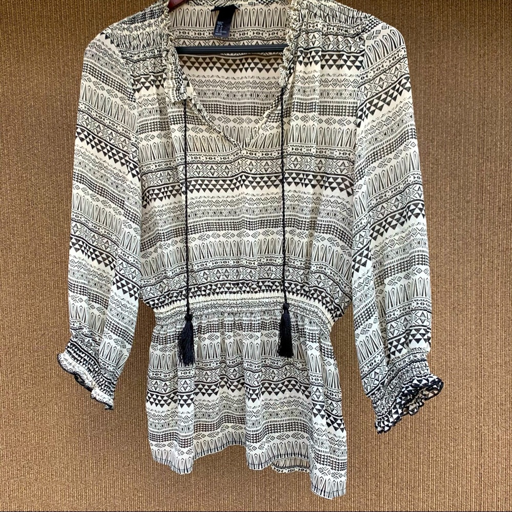 H&M Boho Tassel Top Sz 14